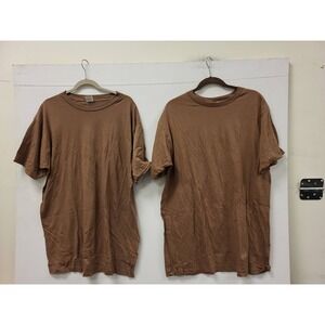CAC Campbellsville Apparel XL Brown T-Shirt Lot 2 Mens Cotton Blend Tee USA